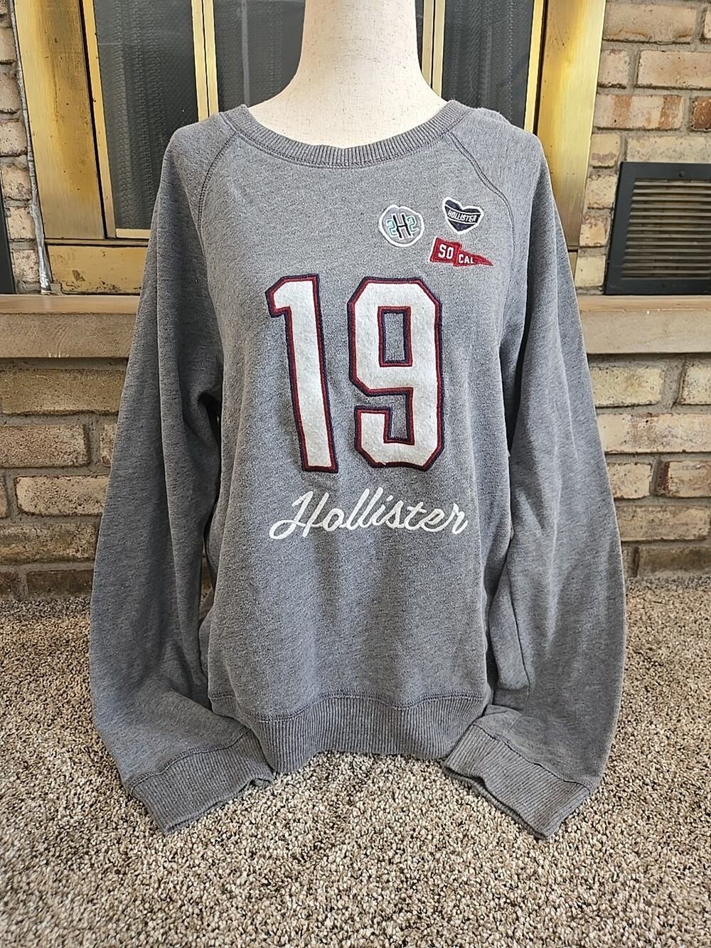 Hollister California Varsity Logo Crewneck Sweatshirt Womans Sz Lg Sporty Y2K